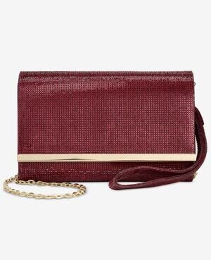 I.N.C. International Concepts Caitlin Satin and Crystal Clutch in Ruby Red NEW